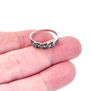 Vintage Thailand Sterling Silver 925 Marcasite Link Band Ring Size 7